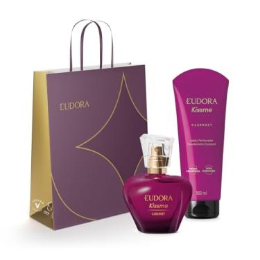 Imagem de Combo Eudora Kiss me Cabernet presente: Desodorante Colônia 50ml + Loção Perfumada 100ml + Sacola
