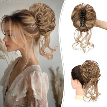 Imagem de SOFEIYAN Claw Clip Messy Bun Hair Piece Cacheado Ondulado Em Chignon Rabo De Cavalo Extensões Sintéticas Penteado Desgrenhado Com Gavinhas Acessórios Cabelo Scrunchies Para Mulheres