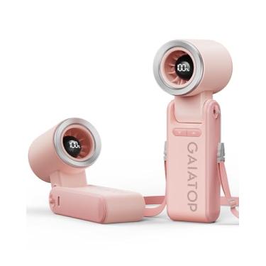 Imagem de Gaiatop Mini ventilador portátil portátil, 21 horas de funcionamento 6 velocidades, operado por bateria recarregável, dobrável a 180° com visor LED, ventilador pessoal de mesa pequena para mulheres