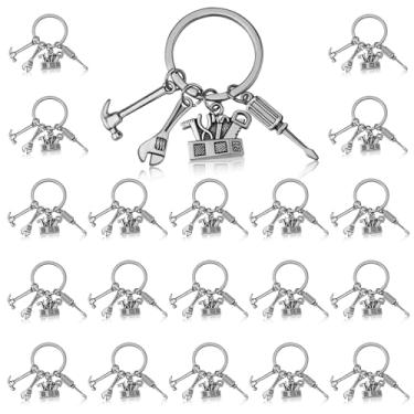 Imagem de MEDIHOOL Chaveiro com 20 peças, chaveiro com pingente de caixa de ferramentas com chave inglesa, martelo, chave de fenda, presente para pai e faz-tudo, entusiastas de bricolage