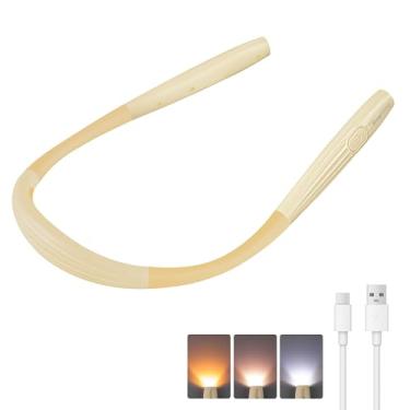 Imagem de SingHong Lâmpada de leitura de LED para o pescoço, recarregável, mais leve, mãos livres, cada uma com 3 cores com 3 brilho, lâmpada recarregável de 80 horas de duração, perfeita para ler na cama