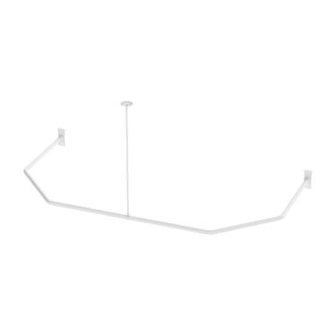 Imagem de Cortina de chuveiro Naiture 152 cm x 76 cm em forma de D com suporte vertical de teto de 91 cm, alumínio, acabamento branco fosco