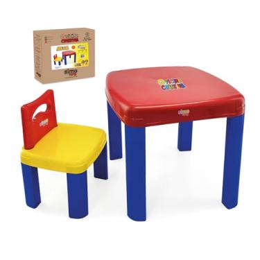 Imagem de Mesa Infantil Colorida com Cadeira