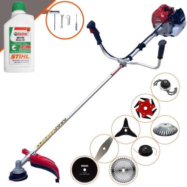 Imagem de Máquina de Corta Grama Kawashima BCJ431L À Gasolina 43cc 1,7HP 10000rpm Multifunções Completa C/ Carretel de Nylon + 7 Opções de Corte + ÓLEO STIHL 2T