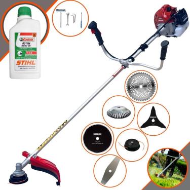 Imagem de Aparador de Grama Profissional À Gasolina Kawashima BCJ431L 43cc 1,7HP 10000rpm Roçadeira Multifuncional Lateral Com 6 Opões de Cortes + ÓLEO STIHL 2T