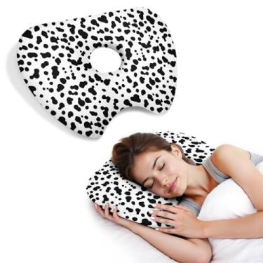 Imagem de BVOKQUC Travesseiro de piercing de orelha para dormir de lado, travesseiros com furos para dor de ouvido, travesseiro de donut para adultos, CNH, alívio de dor de ouvido, almofada de pressão e