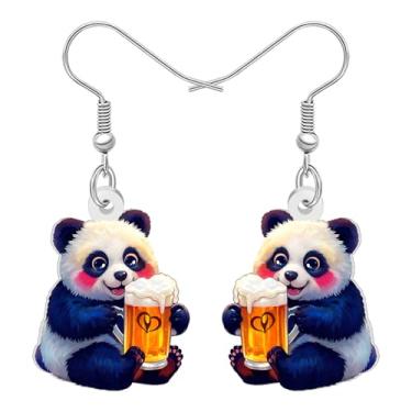 Imagem de LONYOO Brincos de acrílico com tema de cerveja funky gnomo panda joias estranhas gnomos peculiares amantes de cerveja presentes para bebedoras mulheres acessórios Oktoberfest, Medium, Acrílico, Sem