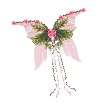 Imagem de YIJU Asas de borboleta para crianças e adultos, asas de fada para cosplay, para festa temática, show de palco, Rosa