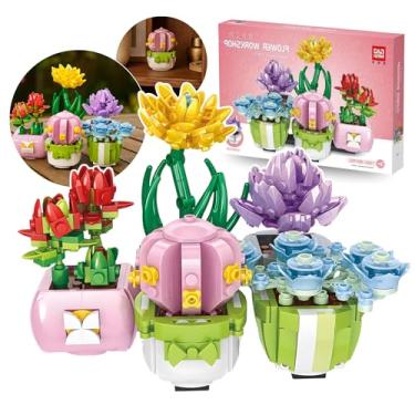 Imagem de Bloco De Montar Flores Conjunto Peças Construção Botanicals Kit Oficina De Flores