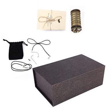 Imagem de Tnfeeon Código da Vinci Bloqueio Elegante Código de Letra Romântica -Lock -Ring Titular, Senha Mutável para Anel de Engajamento, Ideal para Parentes, Material de Metal Premium