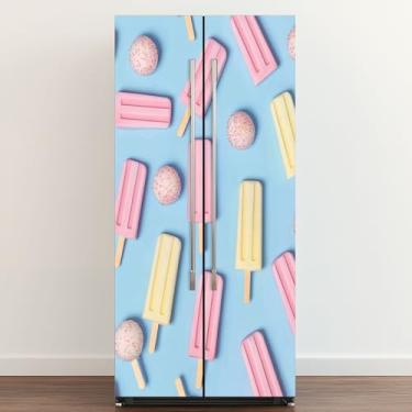Imagem de Adesivo de vinil autoadesivo para geladeira, palito de sorvete, minimalista, para porta de verão, descasque e cole adesivo removível para decoração de cozinha