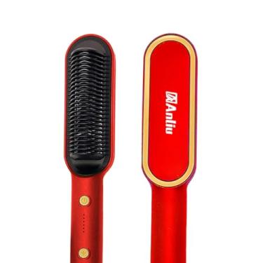 Imagem de Escova Alisadora Elétrica Profissional, Tecnologia de Aquecimento Rápido, Redução de Frizz, Vermelha
