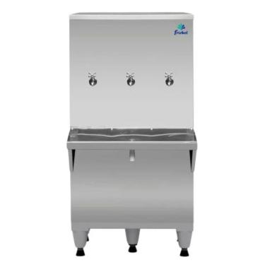 Imagem de Bebedouro Industrial Coluna 100 Litros Ra10 Frisbel Bebedouro Inox 220V