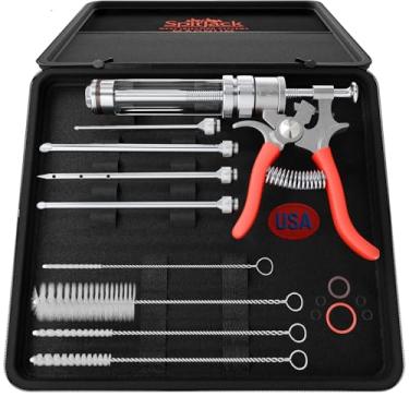 Imagem de SpitJack Pistola injetora de carne Magnum. Seringa de injeção de sabor alimentar para marinadas de churrasco defumado e tempero de carne. 4 agulhas para carne de porco, peito de boi, peito de peru