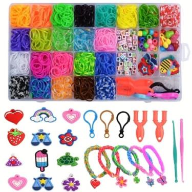 Imagem de Loom Bands Elásticos Pulseira Caixa Organizadora Miçanga Kit Arte com as Mãos