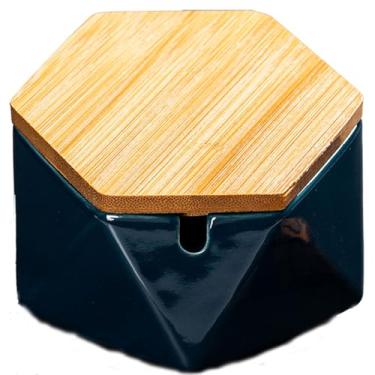 Imagem de Cinzeiro de cerâmica com tampa Cinzeiro de mesa anti-mosca adequado para quarto, sala de estar, restaurante, hotel, bar e escritório