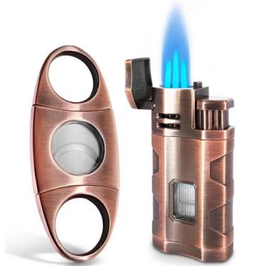 Imagem de Isqueiro Laffizz Triple Jet Flame, recarregável, à prova de vento, cob