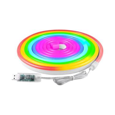 Imagem de Fita De Luz LED Neon RGBIC WS2812 5V USB Controle Inteligente Por APP 
