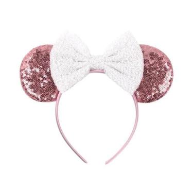 Imagem de Tiara De Orelhas De Rato Com Lantejoulas E Laço Para Meninas Com Pérol