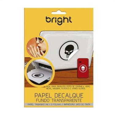 Imagem de Papel Adesivo Fundo Transparente A4 Jato Tinta Bright