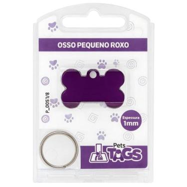 Imagem de Plaquinha de Identificação Personalizada - Osso Roxo P - PETSTAGS
