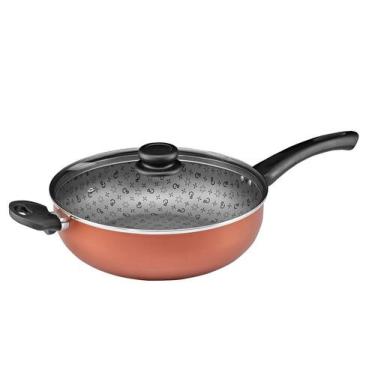 Imagem de Frigideira Wok antiaderente 28cm Maximum alça e tampa de Vidro Cobre P