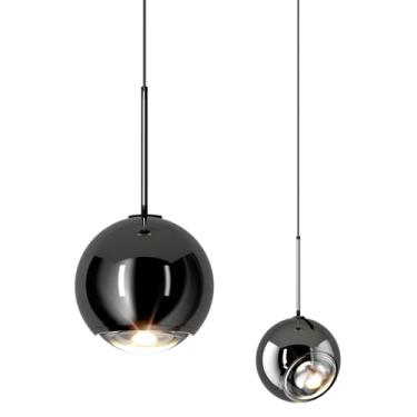 Imagem de ziidoo Modern Black Pendant Light Globe Chandelier, Rotação De 90 Graus, Luminária Suspensa Galvanizada Arbitrariamente Ajustável Para Cozinha, Ilha, Quarto, Teto Led, Pequena E Redonda Sala Jantar