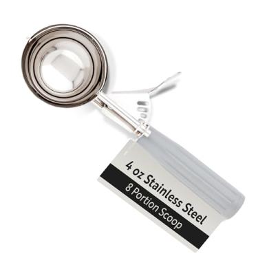 Imagem de Colher de Sorvete, Controle de Porção – Cabo Cinza, Aço Inoxidável, Met Lux – 1 Caixa – Restaurantware