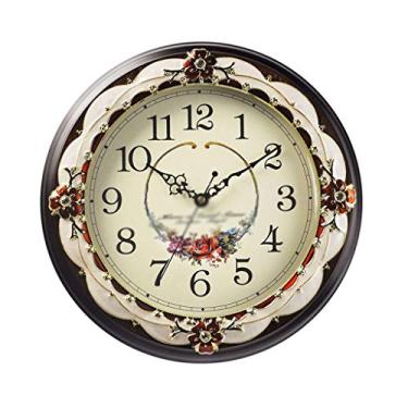 Imagem de XFNVXC Relógio de parede de madeira simples para decoração de casa, relógio de parede redondo com bateria silenciosa e sem tique-taque