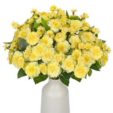 Imagem de Arborus Conjunto de buquês de flores artificiais de 7,6 a 34,8 cm de prímulas falsas para decoração de casa, centros de mesa de casamento, arranjos florais DIY – Flores amarelas falsas realistas para
