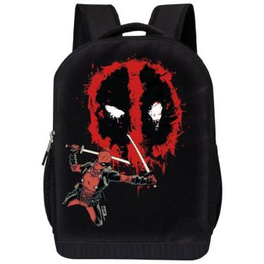 Imagem de Mochila Acolchoada de 40 cm com Tema do Deadpool para Crianças de 5 Anos ou Mais, Marvel, Preta