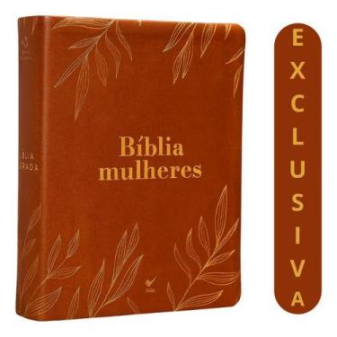 Imagem de Bíblia Mulheres Naa  Capa Luxo Marrom  Folhas Caramelo  Duas Colunas  