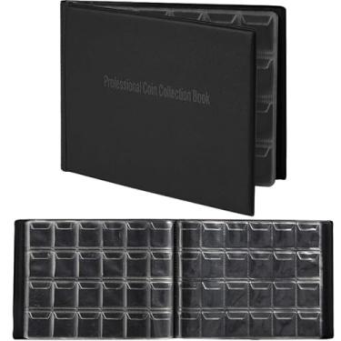 Imagem de Álbum porta-moedas com 240 bolsos - Organizador de estojo de armazenamento para colecionar moedas (Preto)