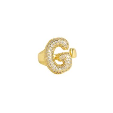 Imagem de 1 anel ajustável com letra completa - joia moderna adequada para uso diário, Natal, Ano Novo, Dia dos Namorados, presente de feriado, Cobre, Sem pedra preciosa