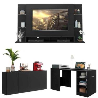 Imagem de Conjunto Sala De Estar Painel 60 Aparador e Mesa Dobrável - MULTIMOVEI