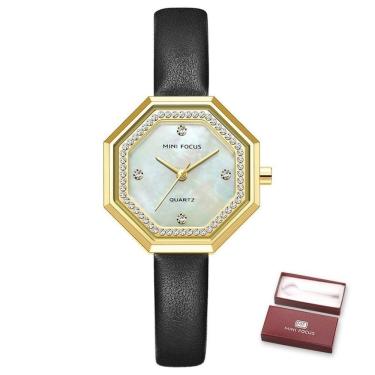 Imagem de Relógio Feminino Mini Focus Mf0304l à Prova D'água Ouro Preto