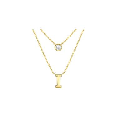 Imagem de CRITI RORA Colar de prata esterlina S925 com diamantes cultivados em laboratório, colar com pingente de letra banhada a ouro, colar de corrente de camada dupla, joia da moda feminina, presente de Dia