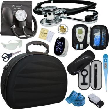 Imagem de Kit Enfermagem Maleta Super Luxo Aparelho Pressao Estetoscopio Aneroid