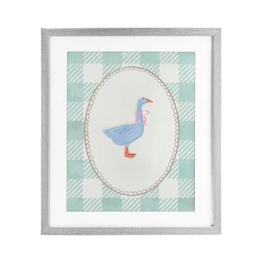 Imagem de Stupell Industries Goose on Soft Green Plaid Gray Impressão emoldurada sob vidro, design por The Paper Curator, 21 x 17