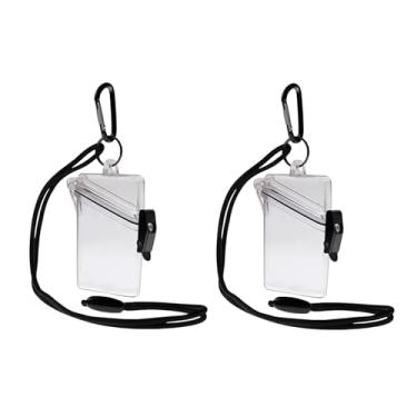 Imagem de 2 peças, capa transparente transparente à prova d'água para crachá de cartão de identificação, estojo esportivo com cordão e chaveiro, crachás de identificação e suprimentos, etiquetas