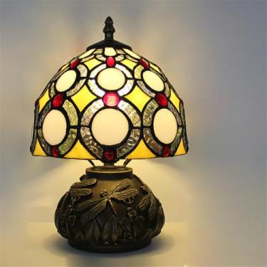 Imagem de Luminária de mesa retrô americana de luxo e criativa para sala de estar, quarto, cabeceira, escritório, casa de campo ou hotel, com vitral (Estilo 29)
