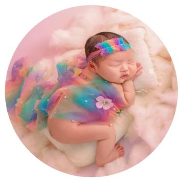 Imagem de Cobertor para fotografia de bebês recém-nascidos, adereços de foto de bebê, cobertor de pérola para bebês, meninos, meninas, sessão de fotos (arco-íris)