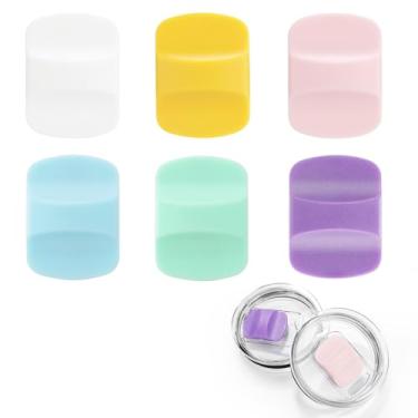 Imagem de 6 peças de substituição deslizante magnético de tampa, bloco de pressão magnético de substituição, slide magnético compatível com tampas YETI de 290 ml, 473 ml, 590 ml, 850 g (amarelo, rosa, azul