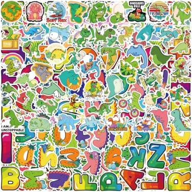 Imagem de Adesivos de dinossauro, 152 peças, adesivo do alfabeto para adolescentes, à prova d'água, tiranossauro rex animal, decoração para festa temática de dinossauro, conjunto de palito de alossauro