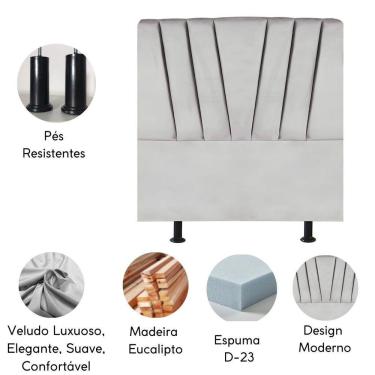 Imagem de Cabeceira Estofada De Cama Casal 140 Cm Ariel Veludo Cinza Claro