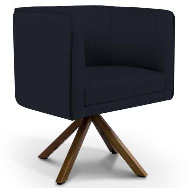 Imagem de Poltrona Decorativa Giratória Base Giromad Madeira Betina C-05 Corano Preto - Domi