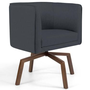 Imagem de Poltrona Decorativa Giratória Base Ka Madeira Betina C-317 Veludo Cinza - Domi