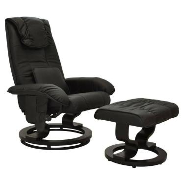 Imagem de Poltrona Do Papai Massageadora Elétrica Com Puff Louis R02 Sintético Preto - Mpozenato