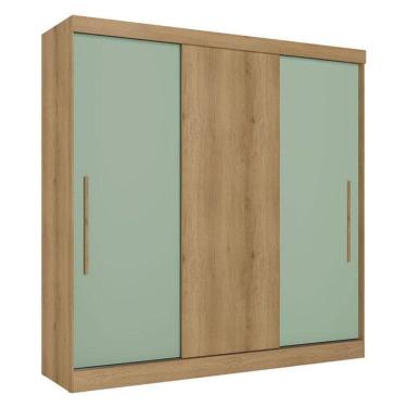 Imagem de Guarda Roupa Casal Vision 3 Portas Capuccino Menta Acetinado - Thb