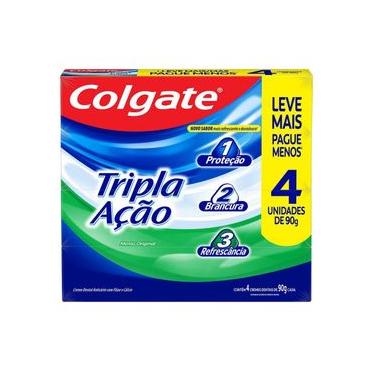 Imagem de Creme Dental Anticárie com Flúor e Cálcio Colgate Tripla Ação 90g 4 unidades